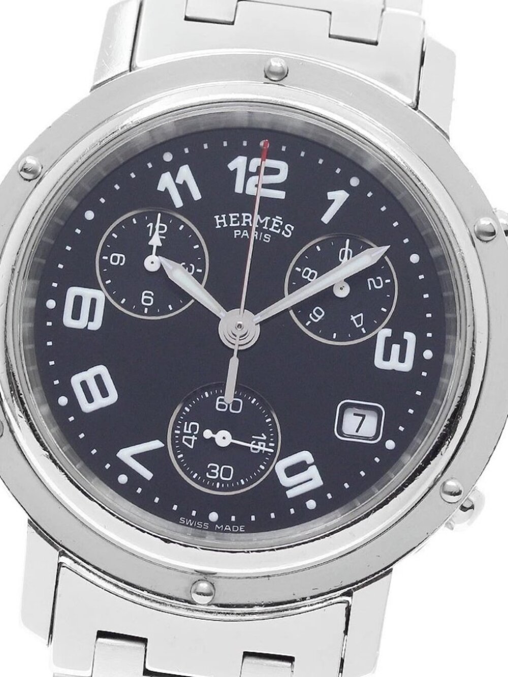 HERMES Clipper Chrono CL1.910 Date black Dial Quartz Men's Watch_958094